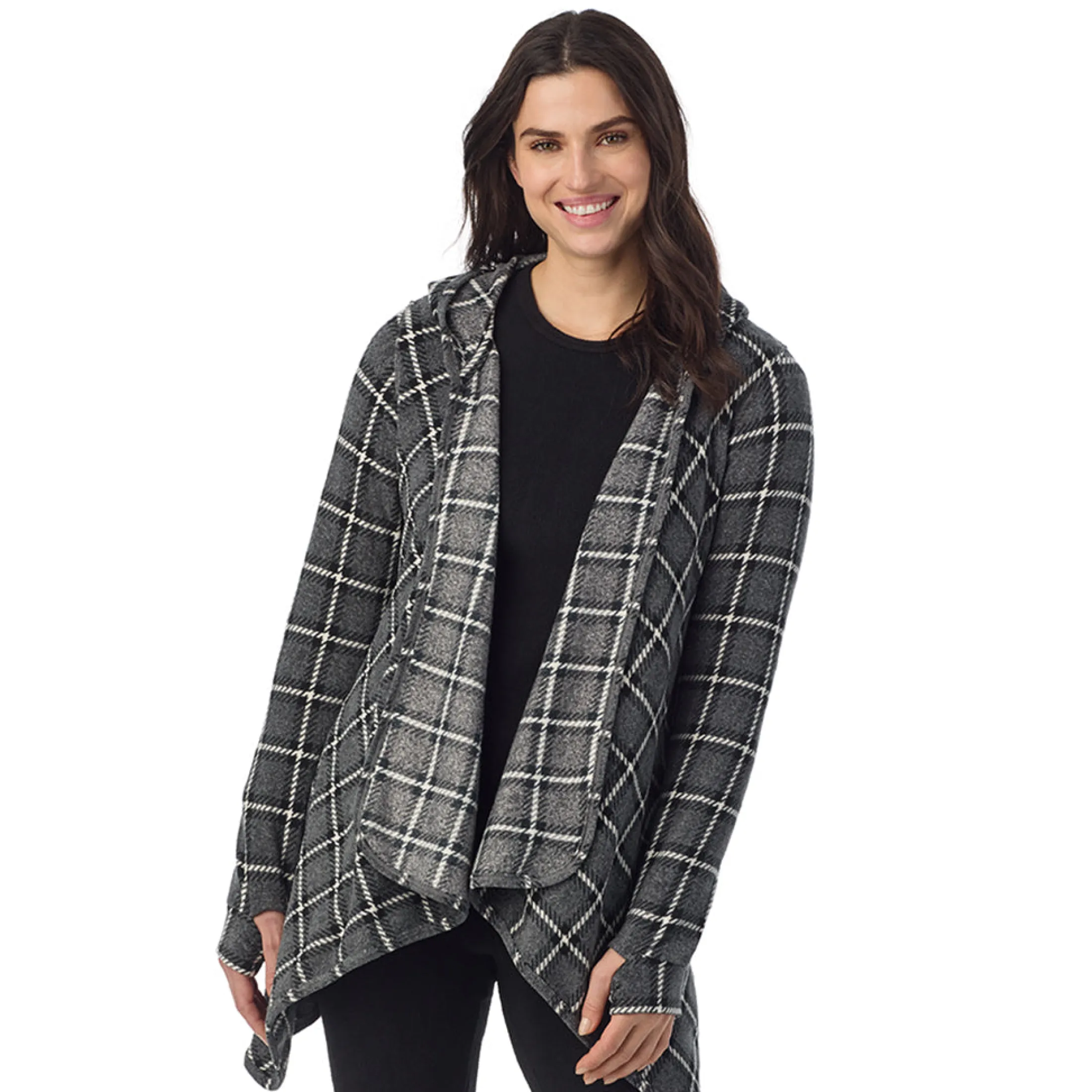 Fleecewear With Stretch Long Sleeve Hooded Wrap