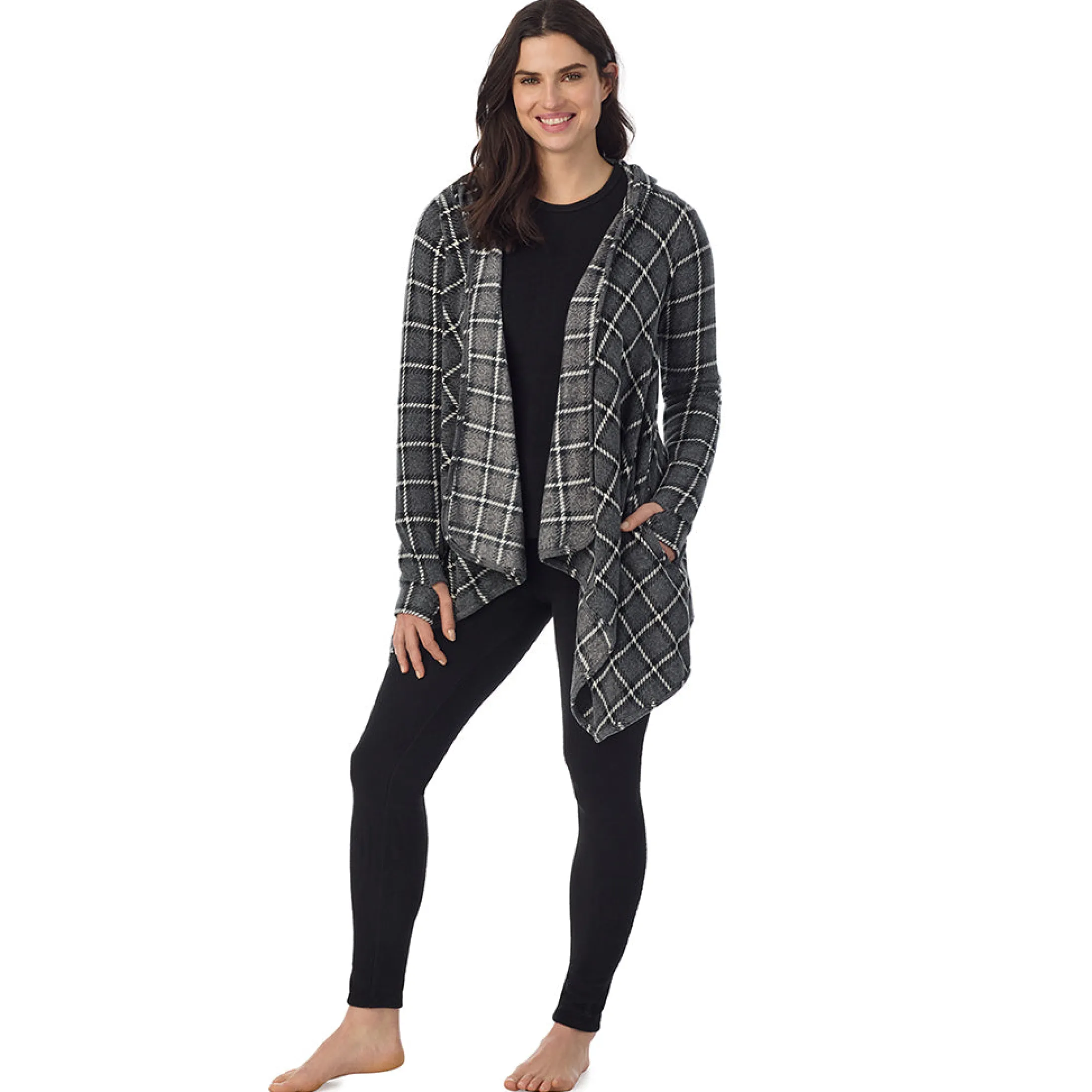 Fleecewear With Stretch Long Sleeve Hooded Wrap