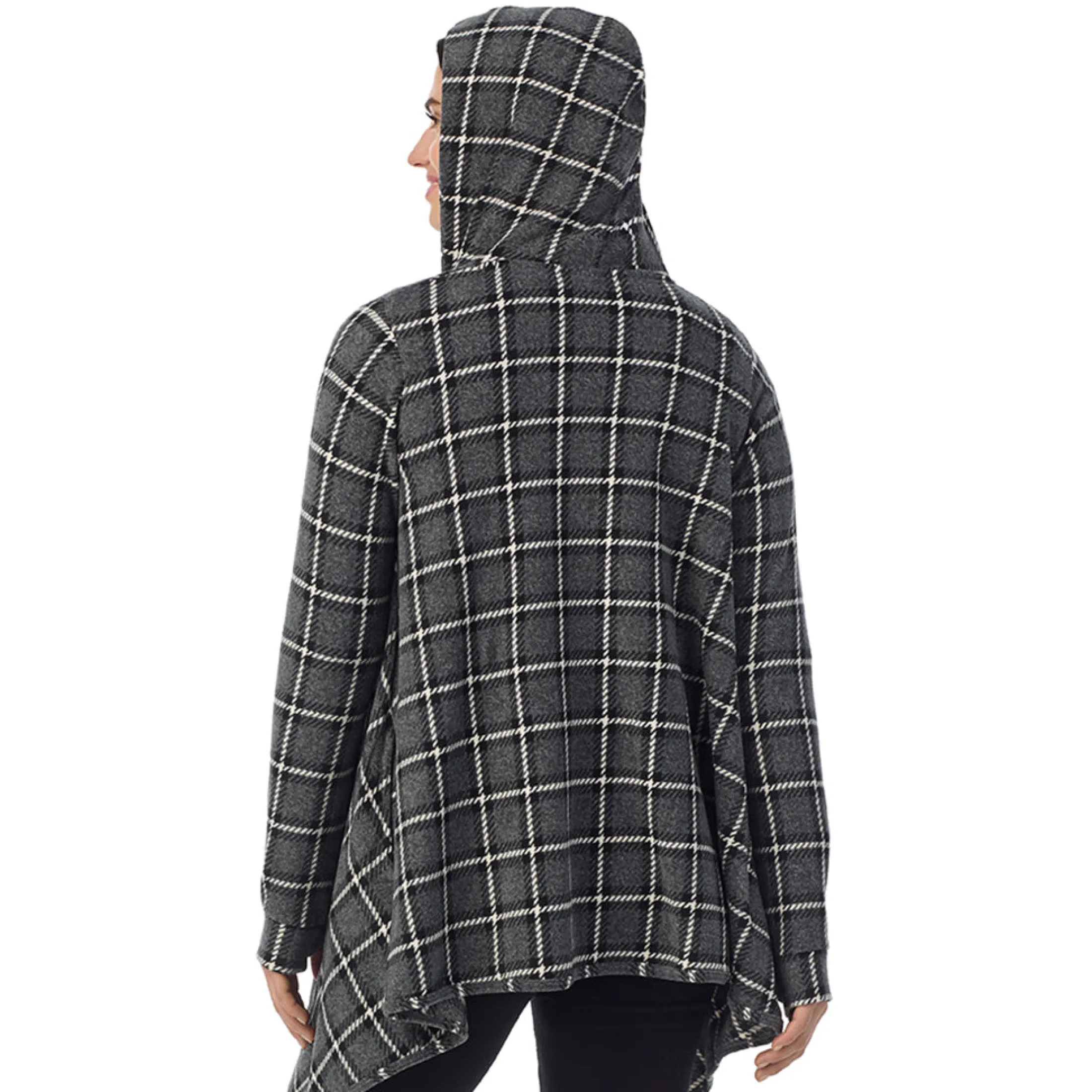 Fleecewear With Stretch Long Sleeve Hooded Wrap