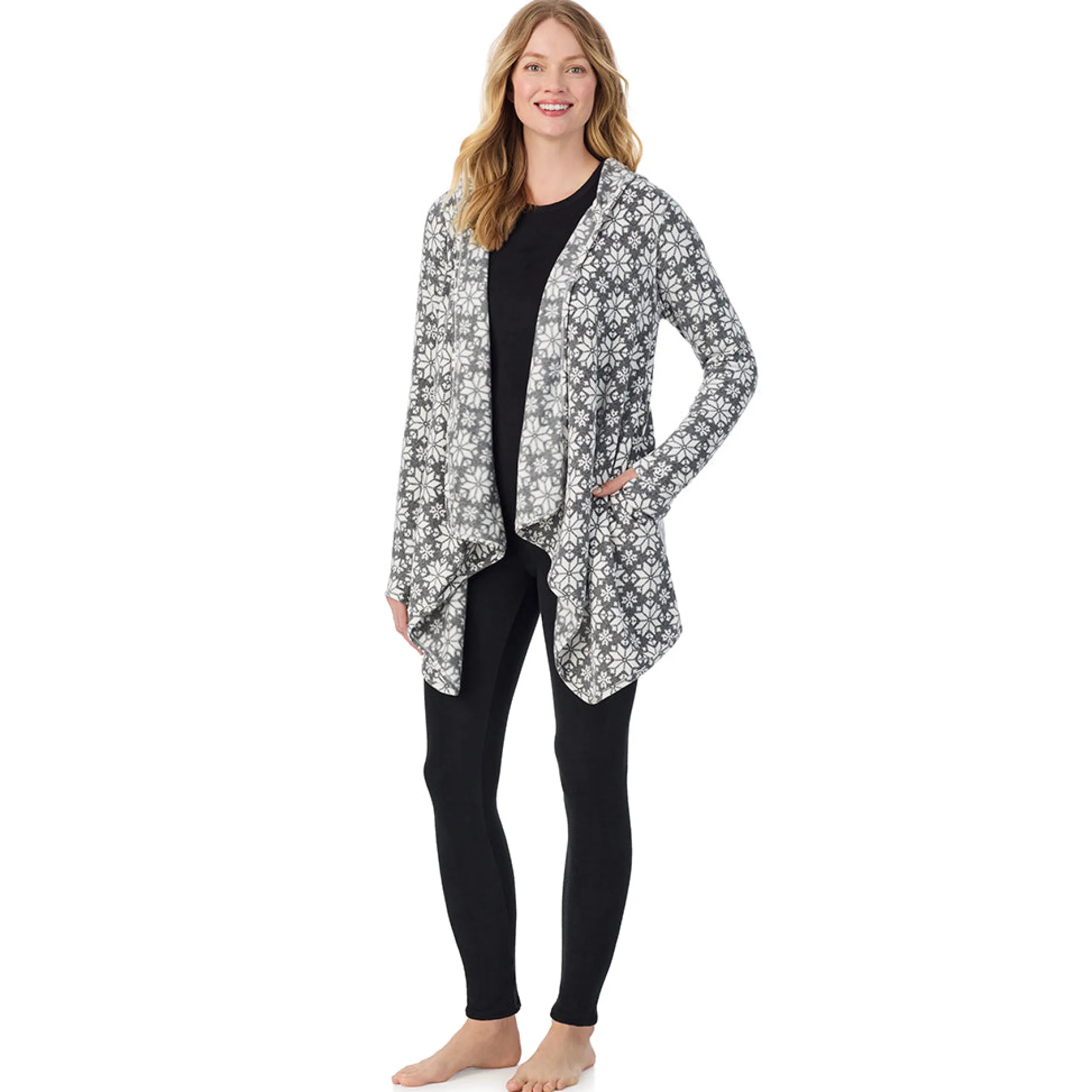 Fleecewear With Stretch Long Sleeve Hooded Wrap