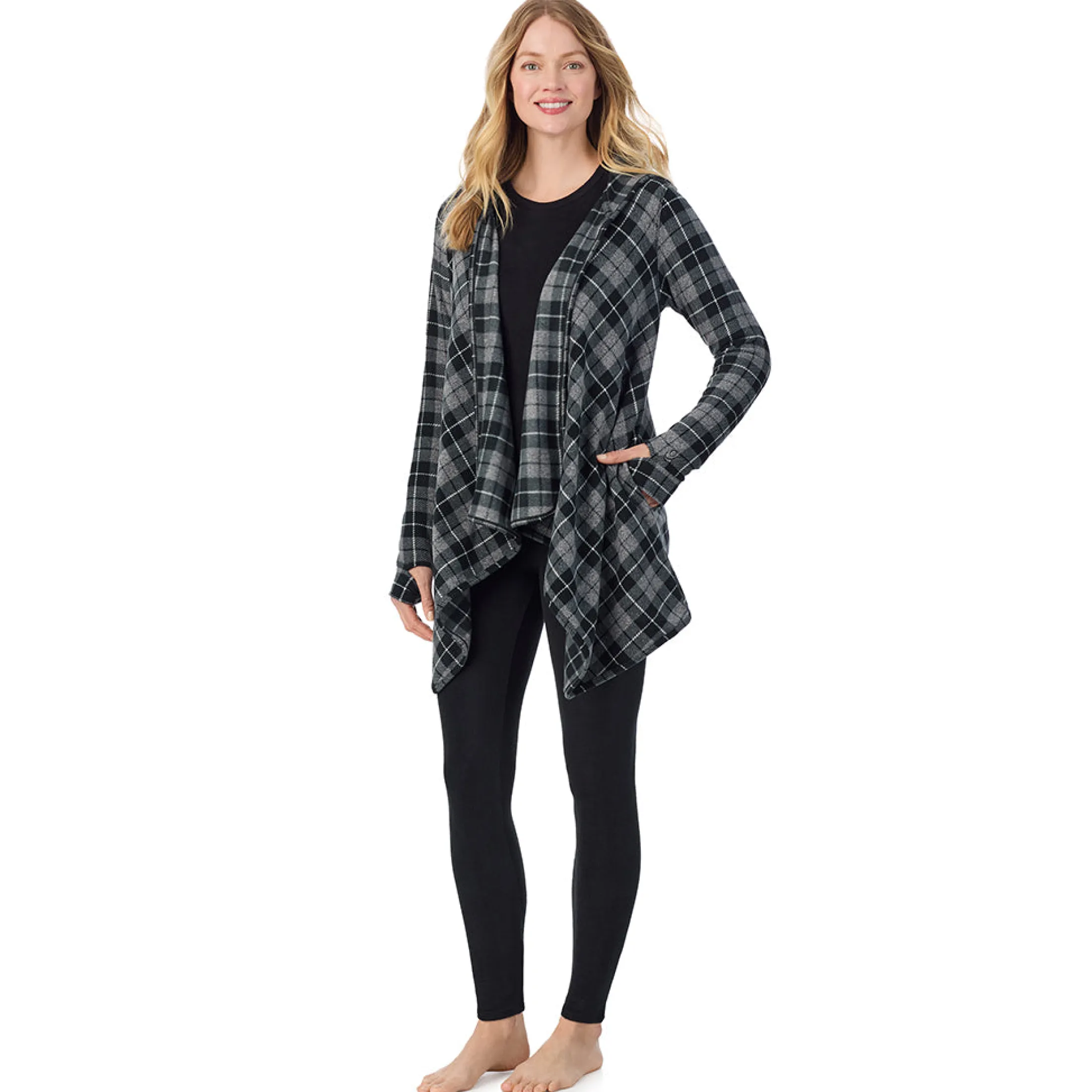 Fleecewear With Stretch Long Sleeve Hooded Wrap