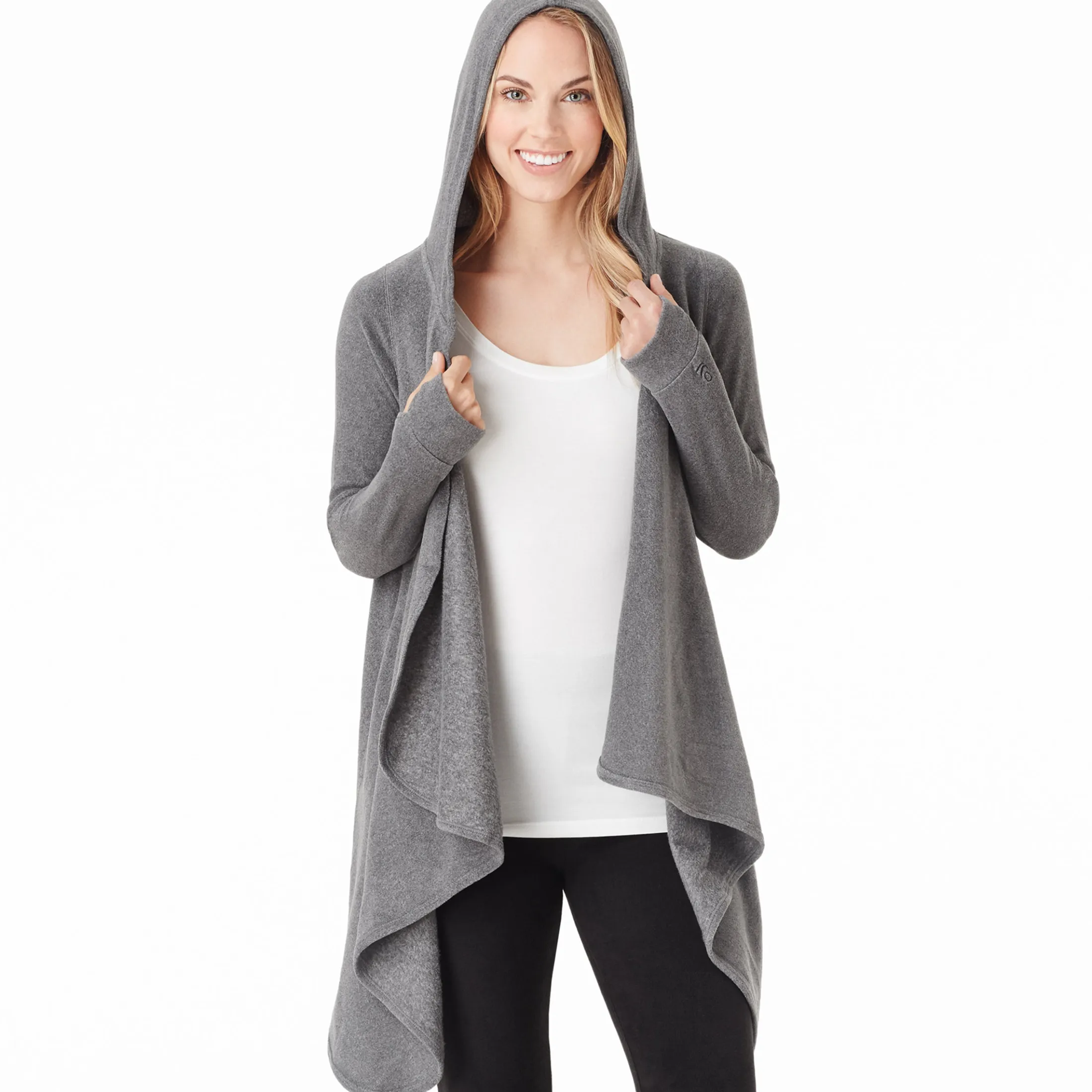 Fleecewear With Stretch Long Sleeve Hooded Wrap