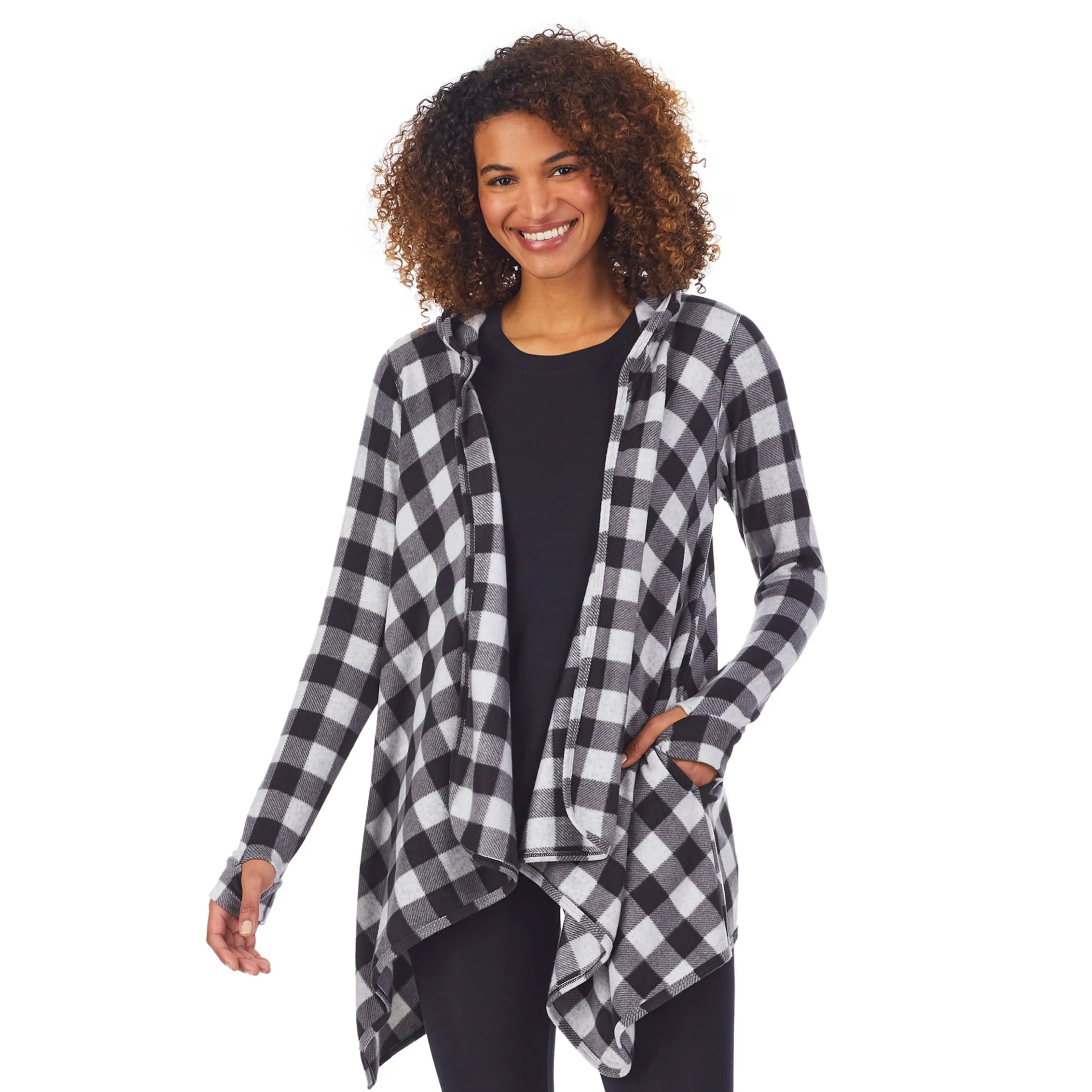 Fleecewear With Stretch Long Sleeve Hooded Wrap