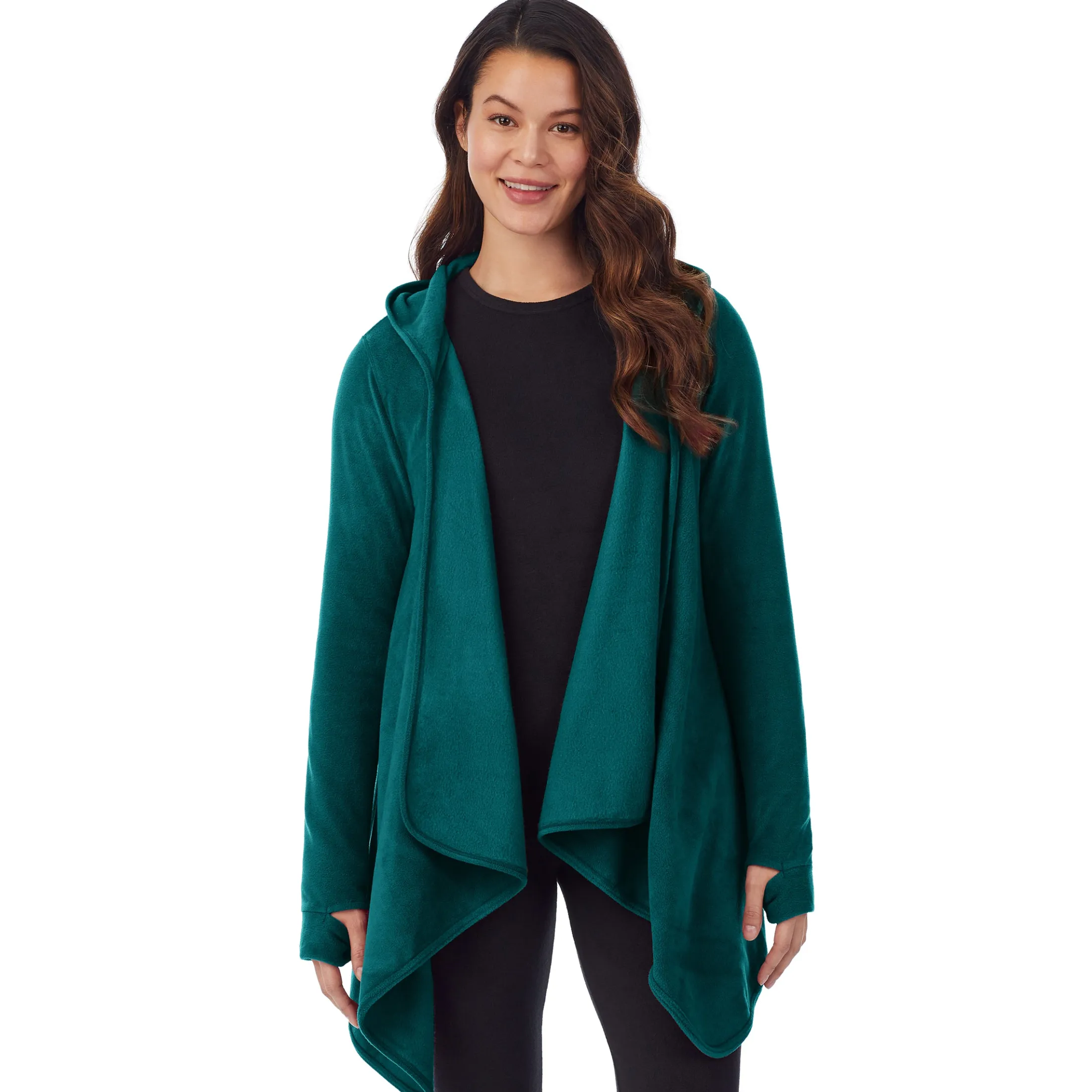 Fleecewear With Stretch Long Sleeve Hooded Wrap