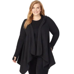 Fleecewear With Stretch Long Sleeve Hooded Wrap PLUS