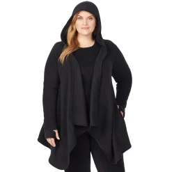 Fleecewear With Stretch Long Sleeve Hooded Wrap PLUS
