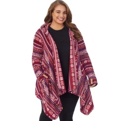 Fleecewear With Stretch Long Sleeve Hooded Wrap PLUS