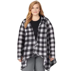 Fleecewear With Stretch Long Sleeve Hooded Wrap PLUS