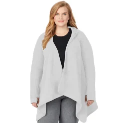 Fleecewear With Stretch Long Sleeve Hooded Wrap PLUS