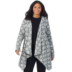 Fleecewear With Stretch Long Sleeve Hooded Wrap PLUS