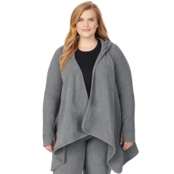 Fleecewear With Stretch Long Sleeve Hooded Wrap PLUS