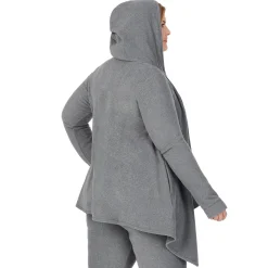 Fleecewear With Stretch Long Sleeve Hooded Wrap PLUS