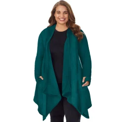 Fleecewear With Stretch Long Sleeve Hooded Wrap PLUS