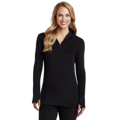 Fleecewear With Stretch Long Sleeve Half Zip Hoodie