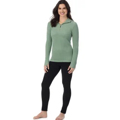 Fleecewear With Stretch Long Sleeve Half Zip Hoodie