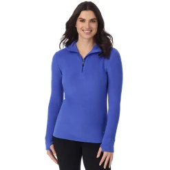 Fleecewear With Stretch Long Sleeve Half Zip Hoodie