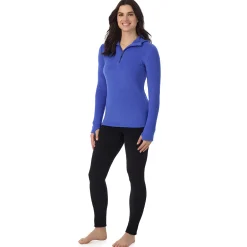 Fleecewear With Stretch Long Sleeve Half Zip Hoodie