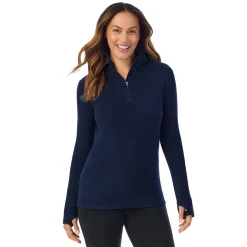 Fleecewear With Stretch Long Sleeve Half Zip Hoodie