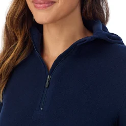 Fleecewear With Stretch Long Sleeve Half Zip Hoodie