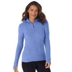 Fleecewear With Stretch Long Sleeve Half Zip Hoodie