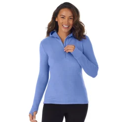 Fleecewear With Stretch Long Sleeve Half Zip Hoodie