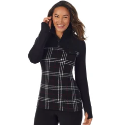 Fleecewear With Stretch Long Sleeve Mock Neck Henley With Sherpa