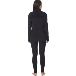 Fleecewear With Stretch Long Sleeve Mock Neck Henley With Sherpa