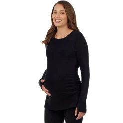 Fleecewear With Stretch Maternity Snap Front Crew