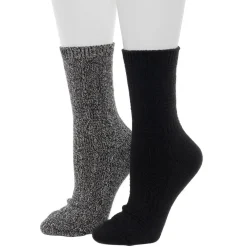 Lace Diamond Texture/Wide Rib Crew Sock 2-Pack