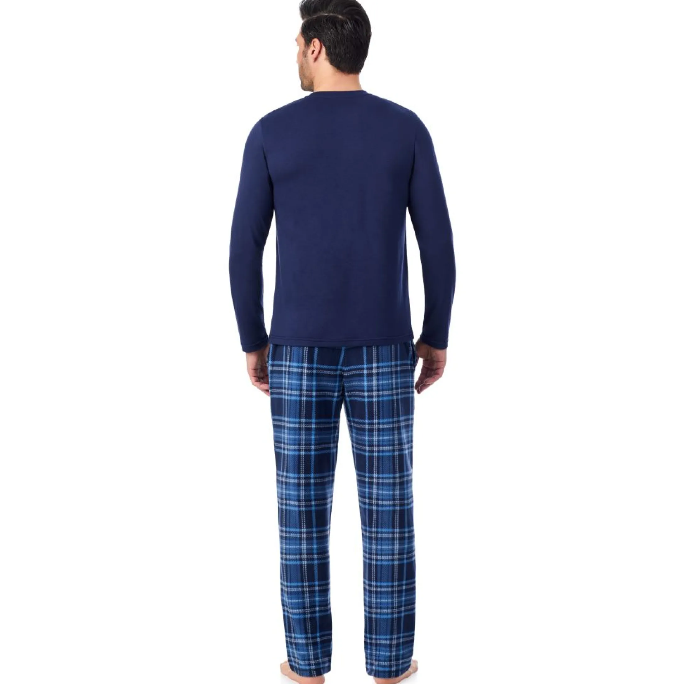 Mens Cabin Fleece Long Sleeve Crew and Pajama Pant 2-Pc Set