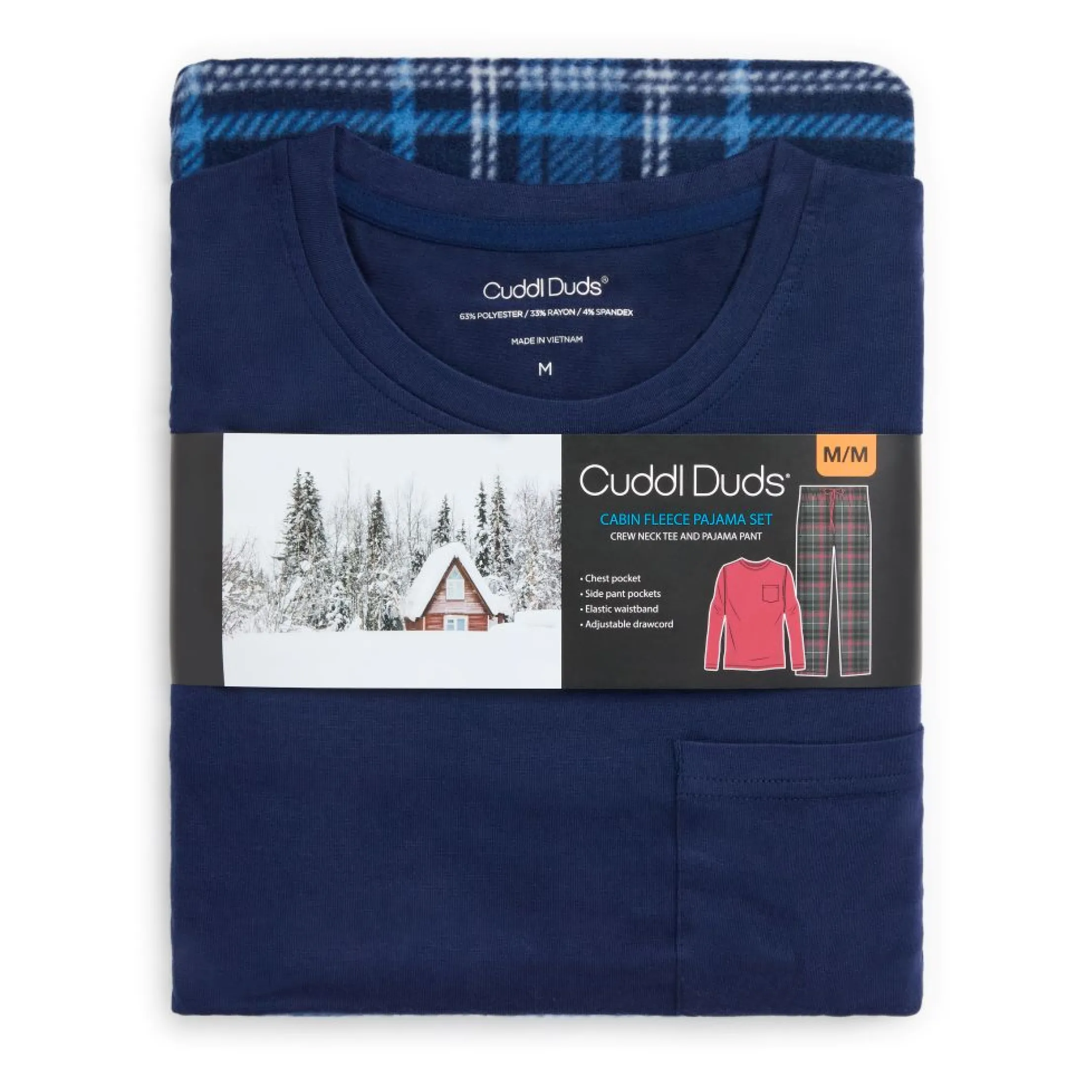 Mens Cabin Fleece Long Sleeve Crew and Pajama Pant 2-Pc Set