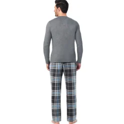 Mens Cabin Fleece Long Sleeve Crew and Pajama Pant 2-Pc Set