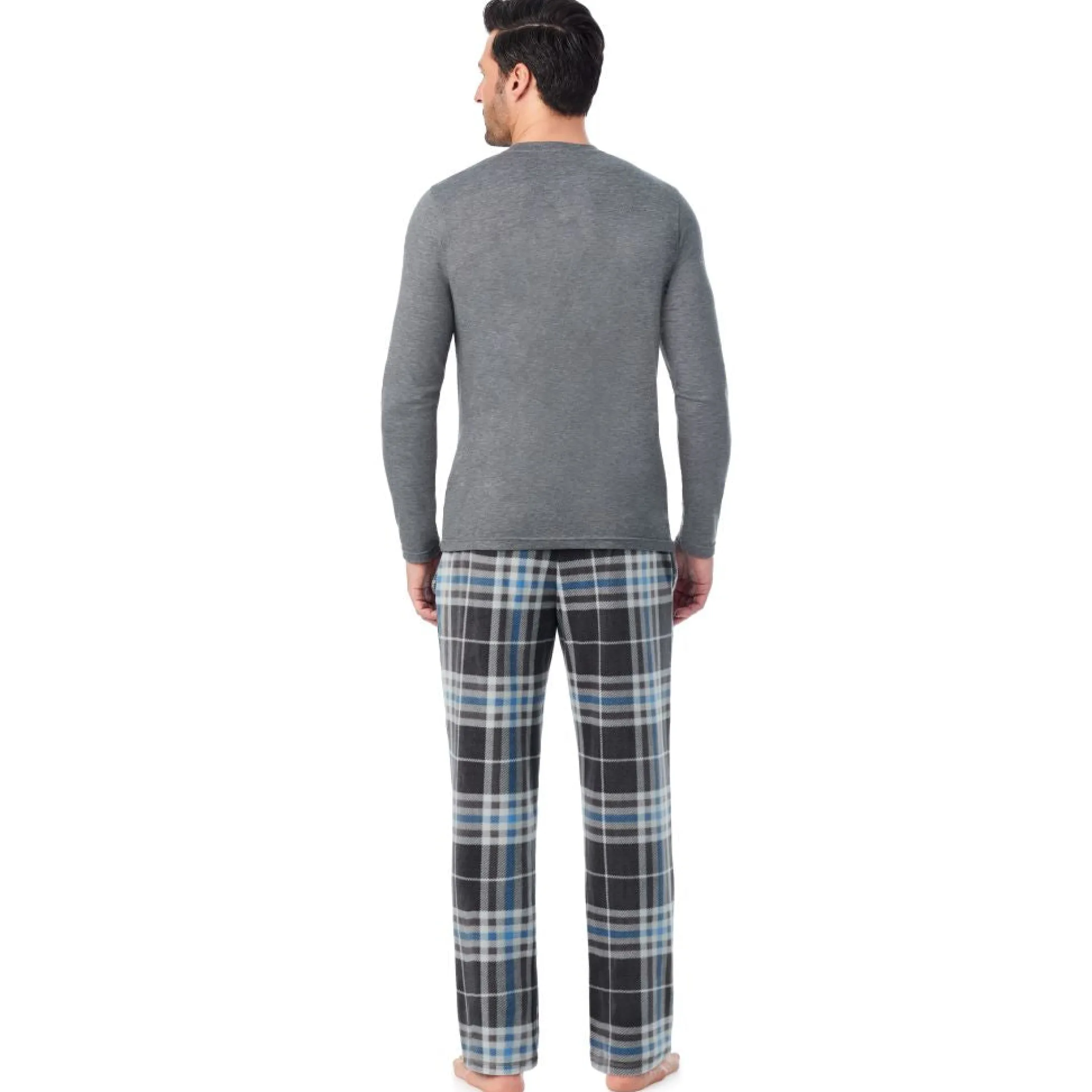 Mens Cabin Fleece Long Sleeve Crew and Pajama Pant 2-Pc Set