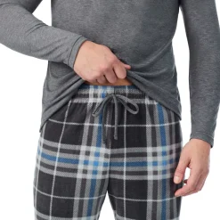 Mens Cabin Fleece Long Sleeve Crew and Pajama Pant 2-Pc Set