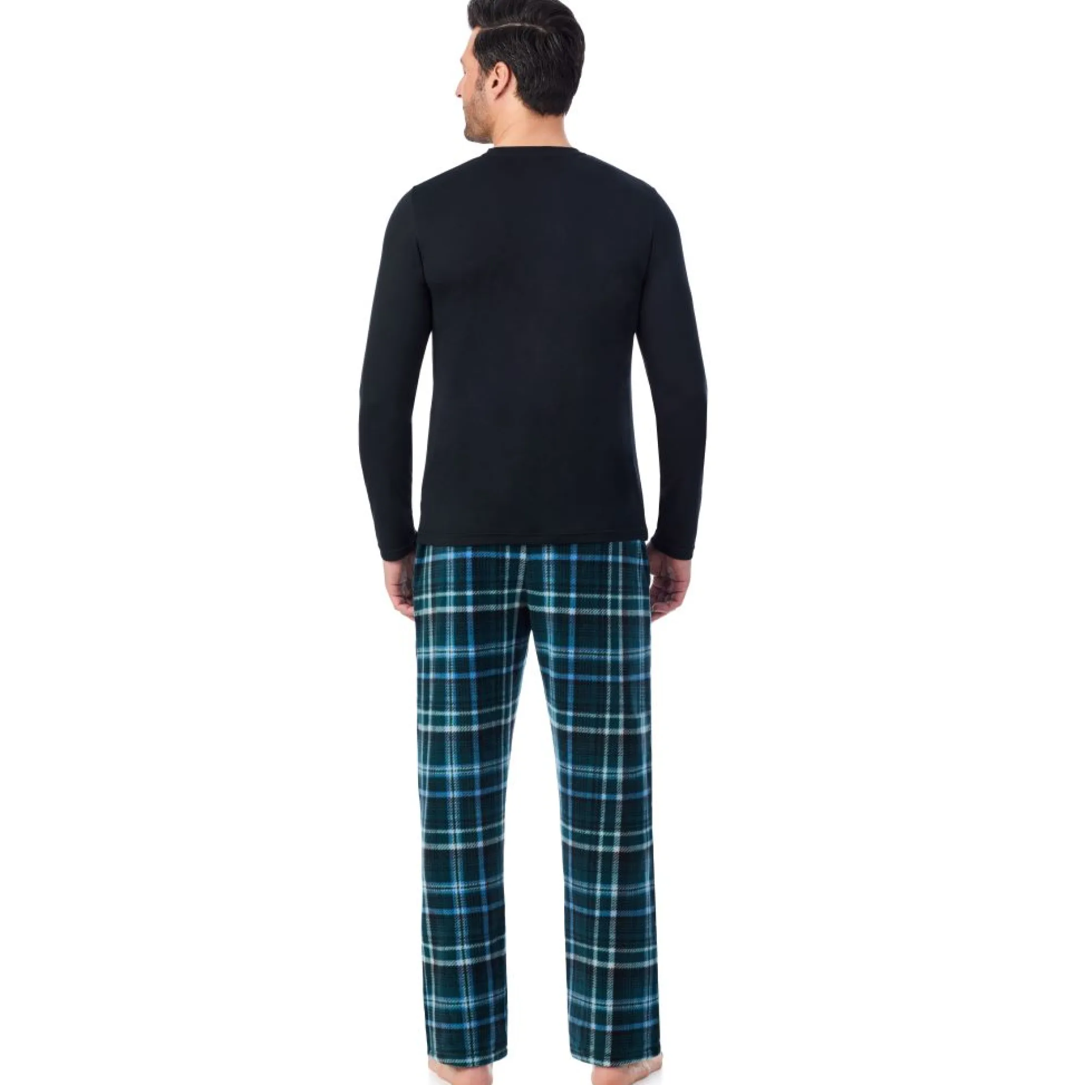 Mens Cabin Fleece Long Sleeve Crew and Pajama Pant 2-Pc Set