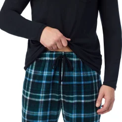 Mens Cabin Fleece Long Sleeve Crew and Pajama Pant 2-Pc Set