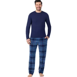 Mens Cabin Fleece Long Sleeve Crew and Pajama Pant 2-Pc Set