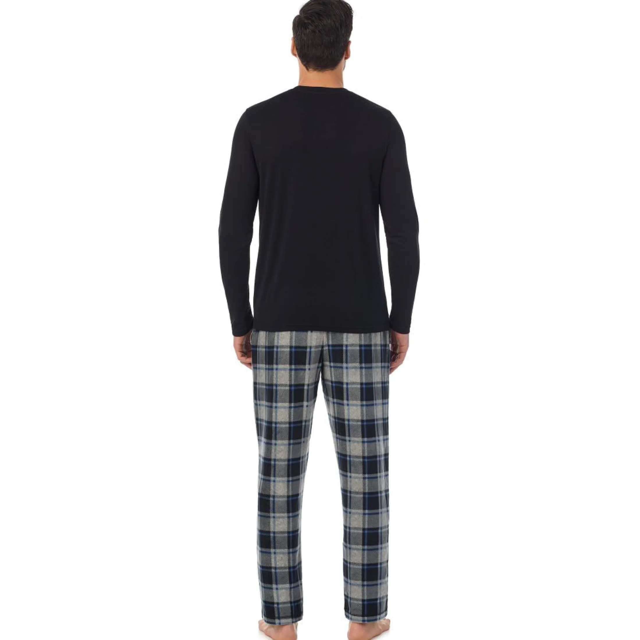 Mens Cabin Fleece Long Sleeve Crew and Pajama Pant 2-Pc Set