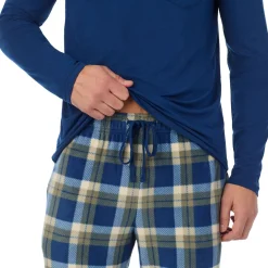Mens Cabin Fleece Long Sleeve Crew and Pajama Pant 2-Pc Set