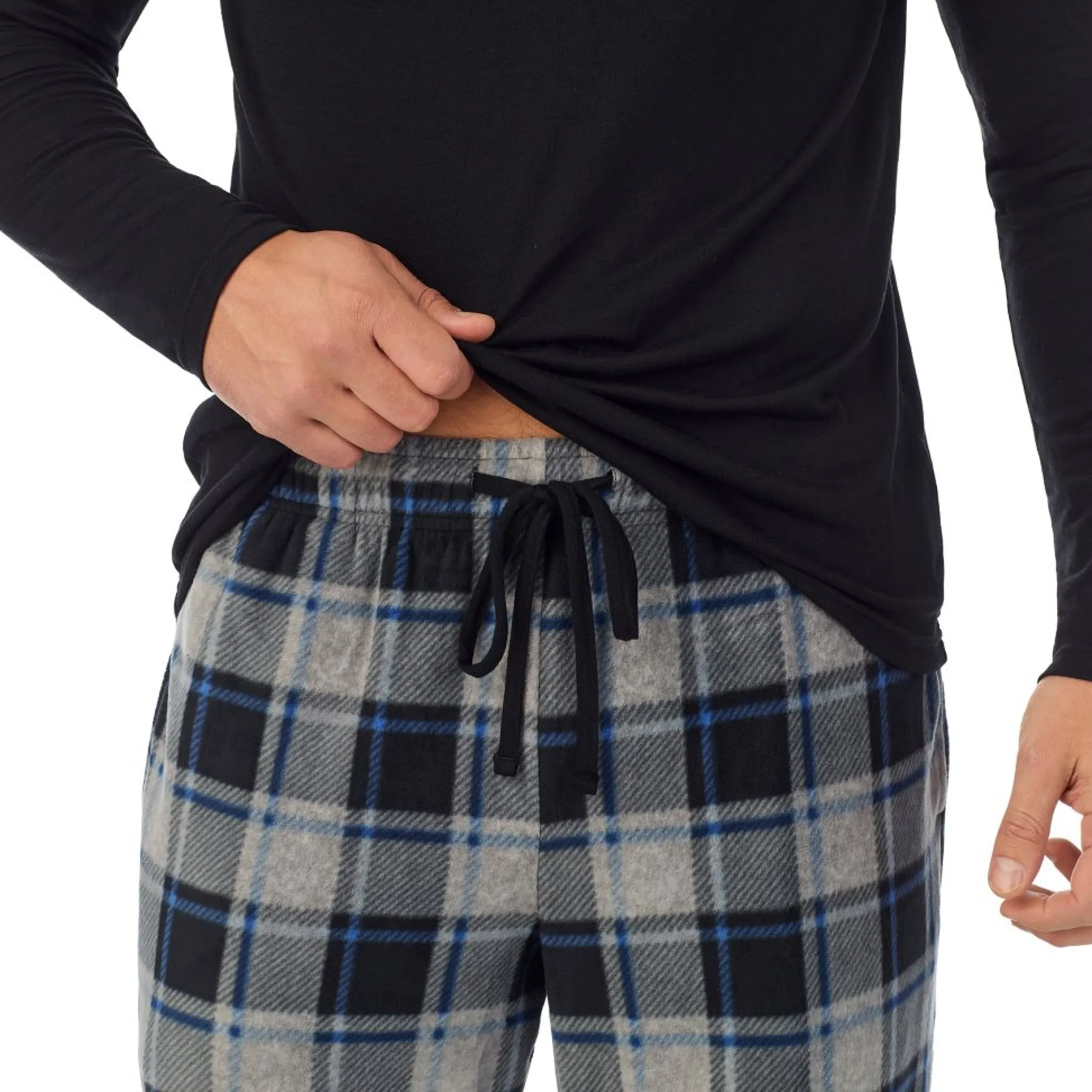 Mens Cabin Fleece Long Sleeve Crew and Pajama Pant 2-Pc Set