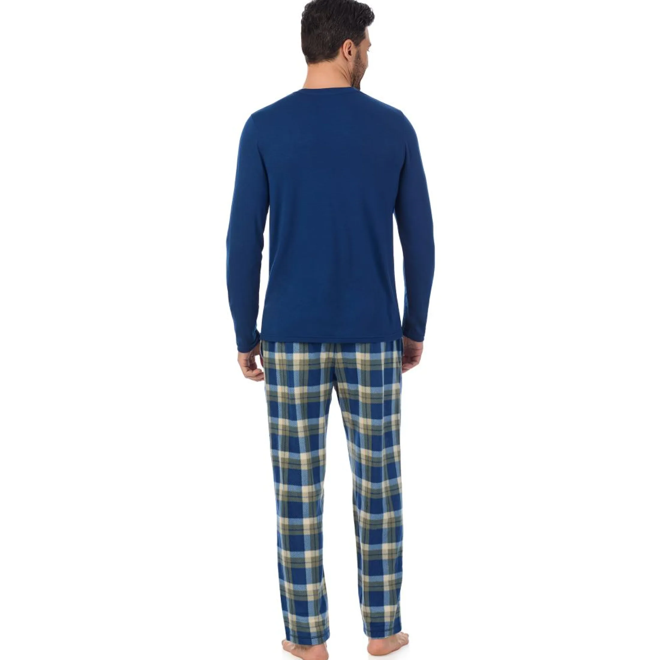 Mens Cabin Fleece Long Sleeve Crew and Pajama Pant 2-Pc Set