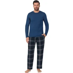 Mens Classic Long Sleeve Crew and Pajama Pant 2-pc Set