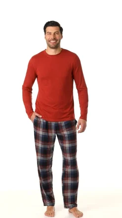 Mens Classic Long Sleeve Crew and Pajama Pant 2-pc Set