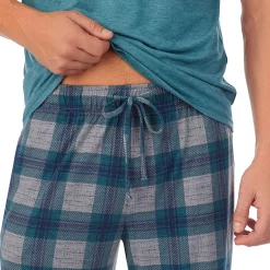 Mens Classic Short Sleeve Crew Neck Tee and Pajama Pant 2-pc Set