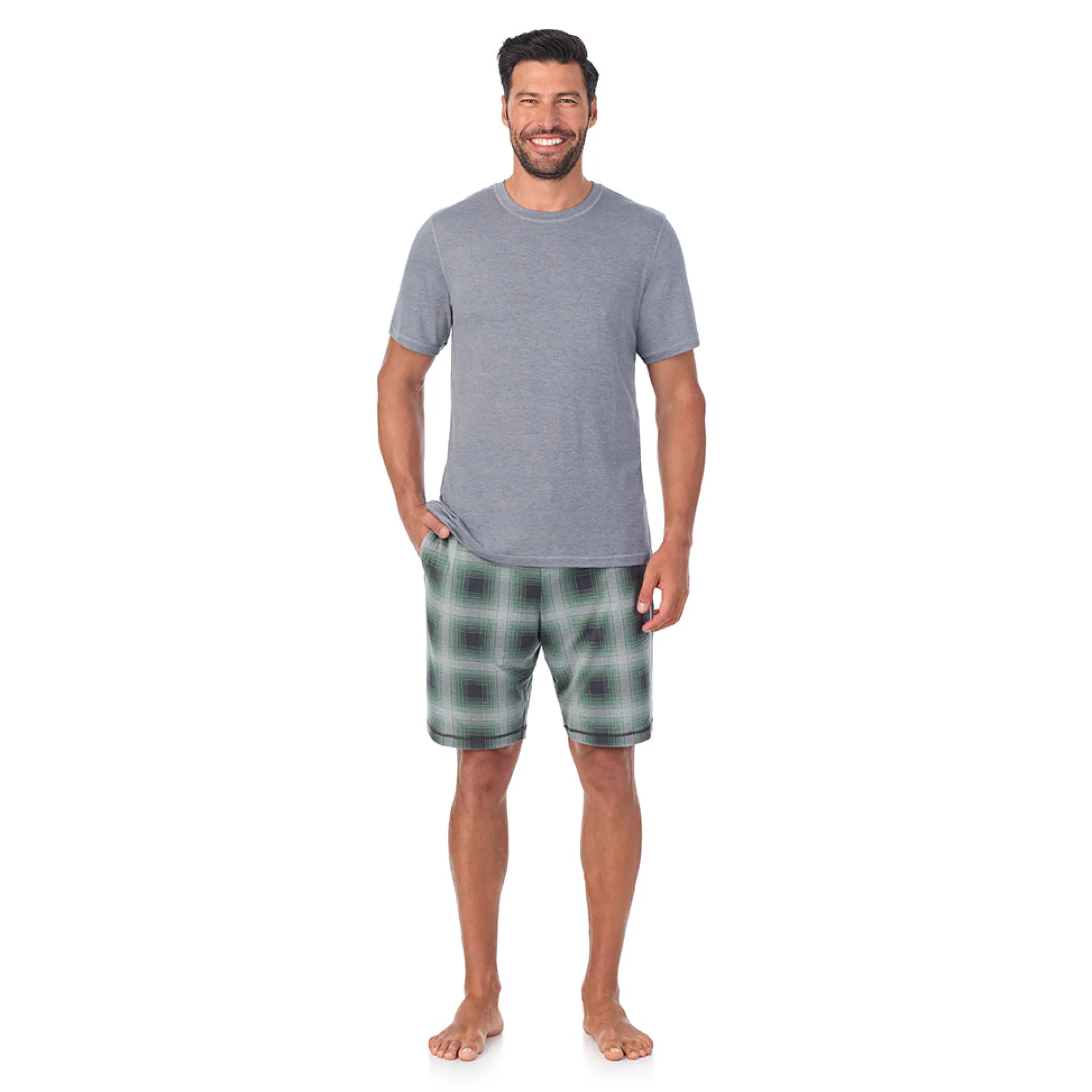 Mens Classic Short Sleeve Crew Neck Tee and Pajama Short 2-pc Set
