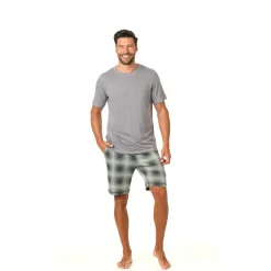 Mens Classic Short Sleeve Crew Neck Tee and Pajama Short 2-pc Set
