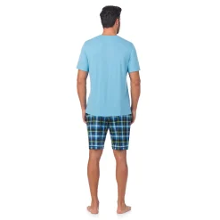 Mens Classic Short Sleeve Crew Neck Tee and Pajama Short 2-pc Set