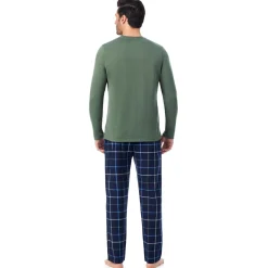 Mens Cozy Lodge Long Sleeve Crew and Pajama Pant 2-Pc Set