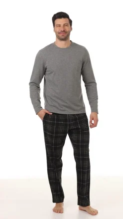 Mens Cozy Lodge Long Sleeve Crew and Pajama Pant 2-Pc Set