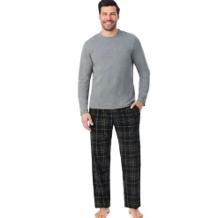 Mens Cozy Lodge Long Sleeve Crew and Pajama Pant 2-Pc Set